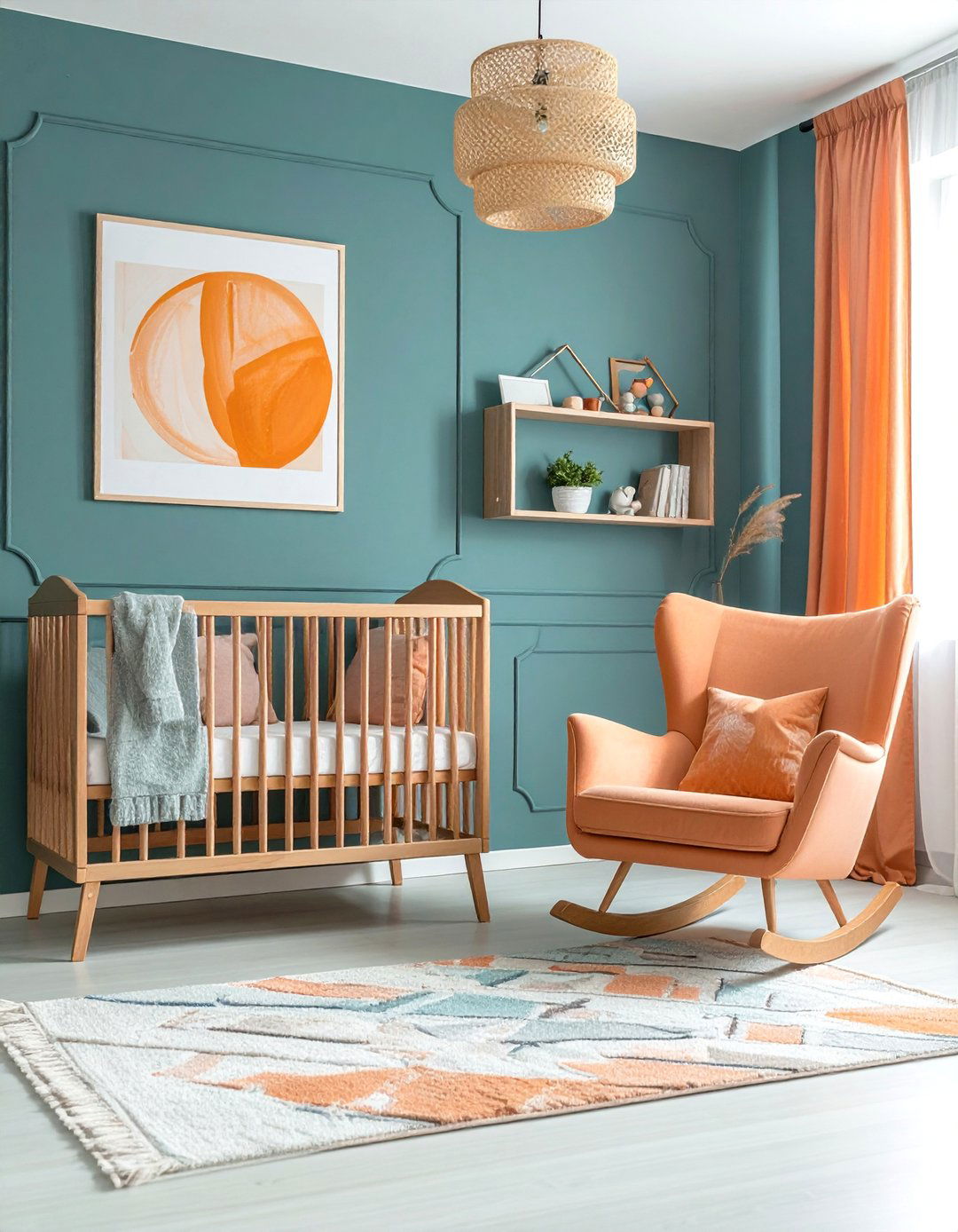 Modern Nursery with Subtle Hues - 20 Teal and Orange Color Scheme Ideas for Your Rooms