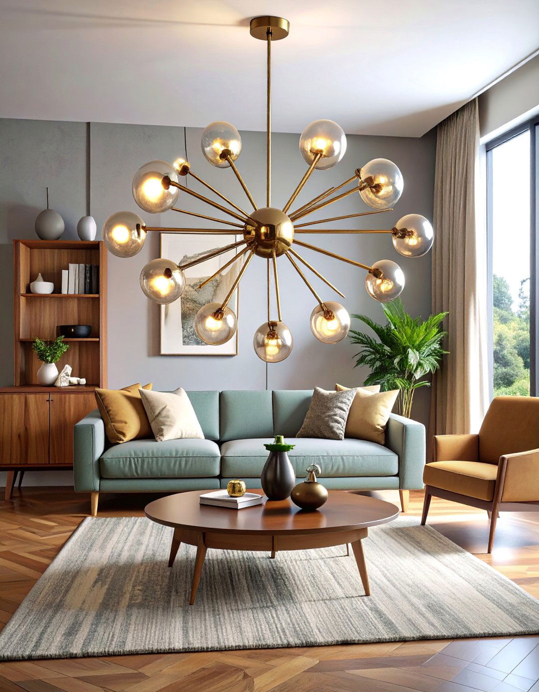 Modern Sputnik Metal Chandelier - 30 Living Room Chandelier Ideas for Elegant Spaces