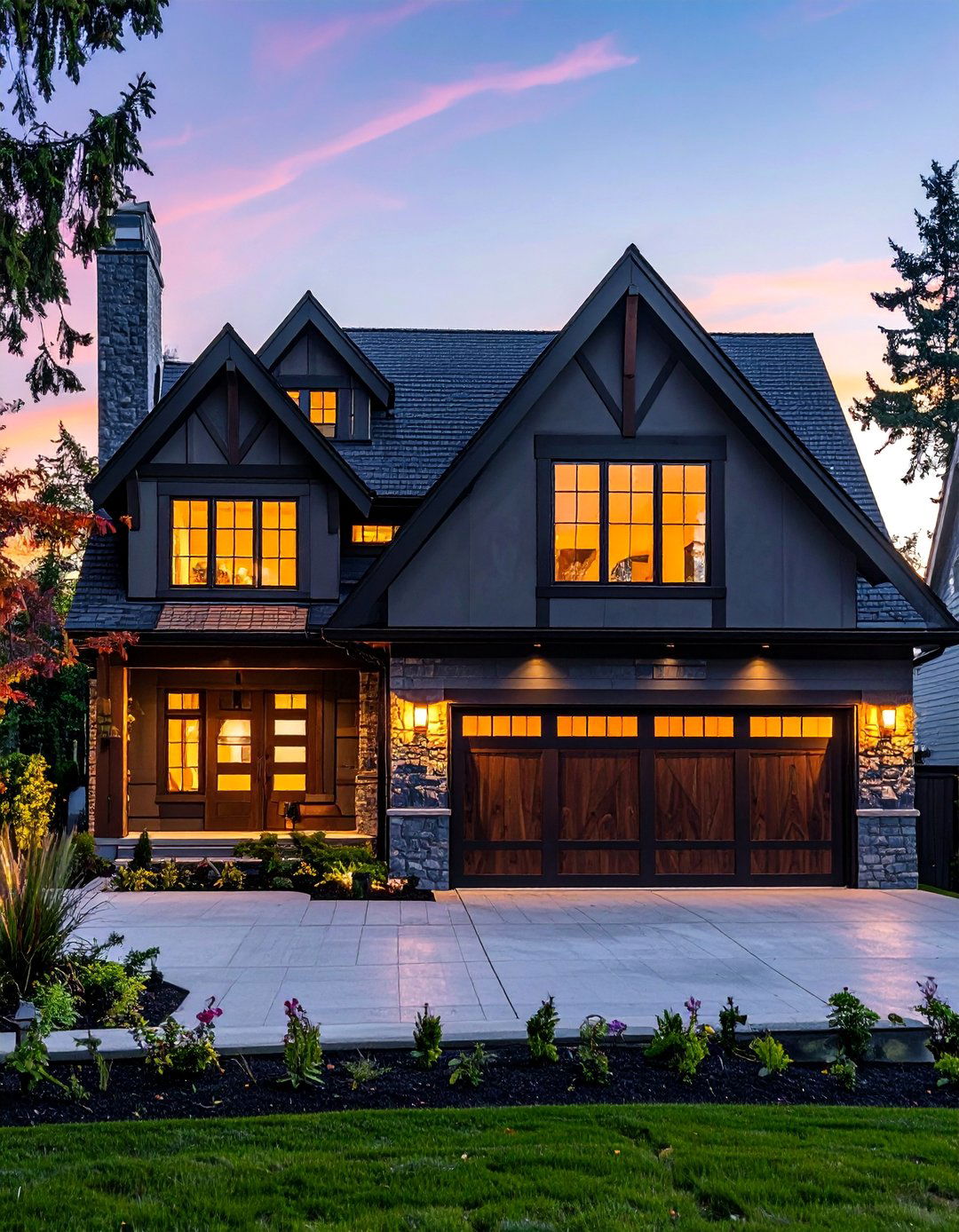 Modern Tudor with Dark Stucco Finishes - 30 Modern Tudor Exterior Inspiration Ideas