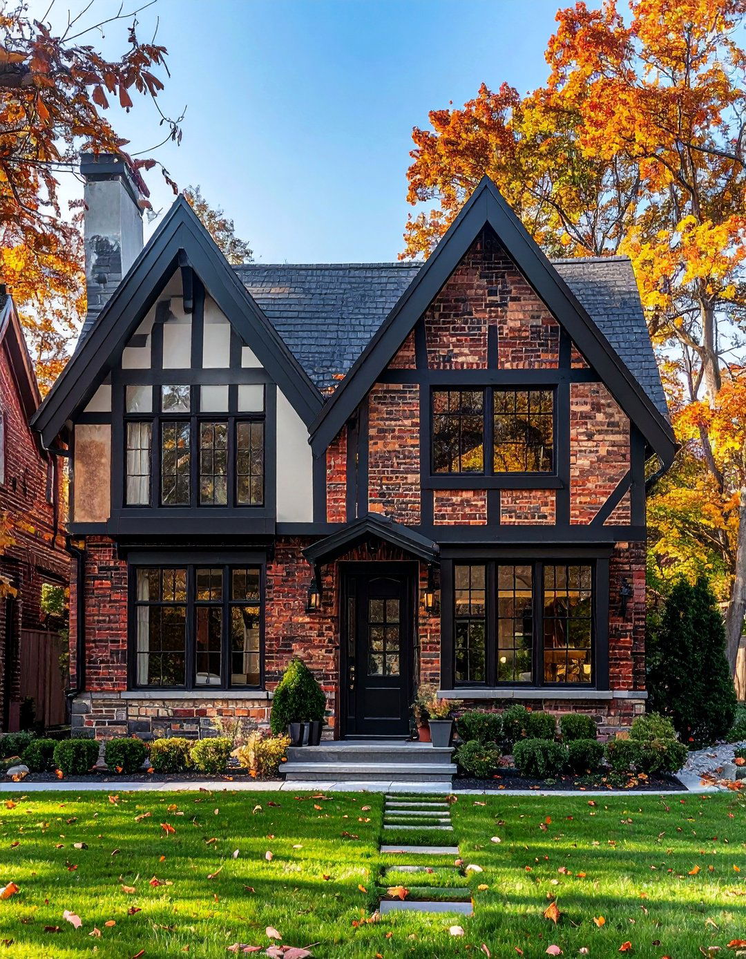 Modern Tudor with Reclaimed Brick Exteriors - 30 Modern Tudor Exterior Inspiration Ideas
