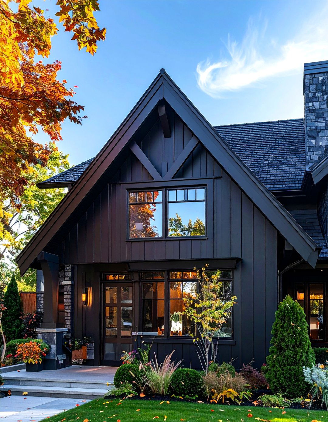 Modern Tudor with Vertical Siding Accents - 30 Modern Tudor Exterior Inspiration Ideas