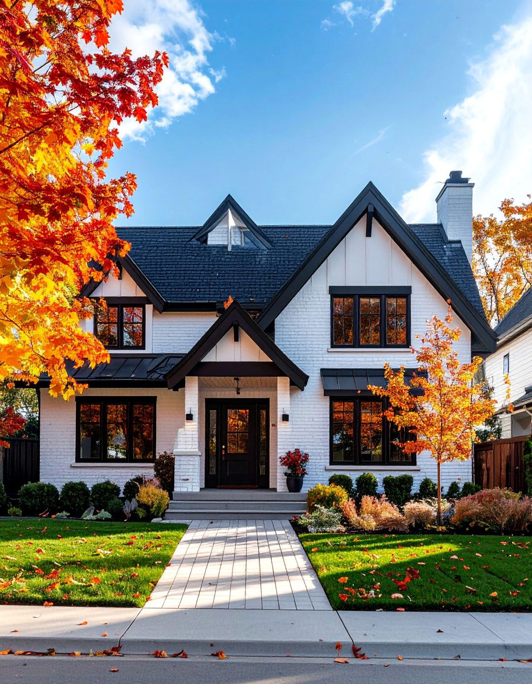 Modern Tudor with White Washed Brick - 30 Modern Tudor Exterior Inspiration Ideas