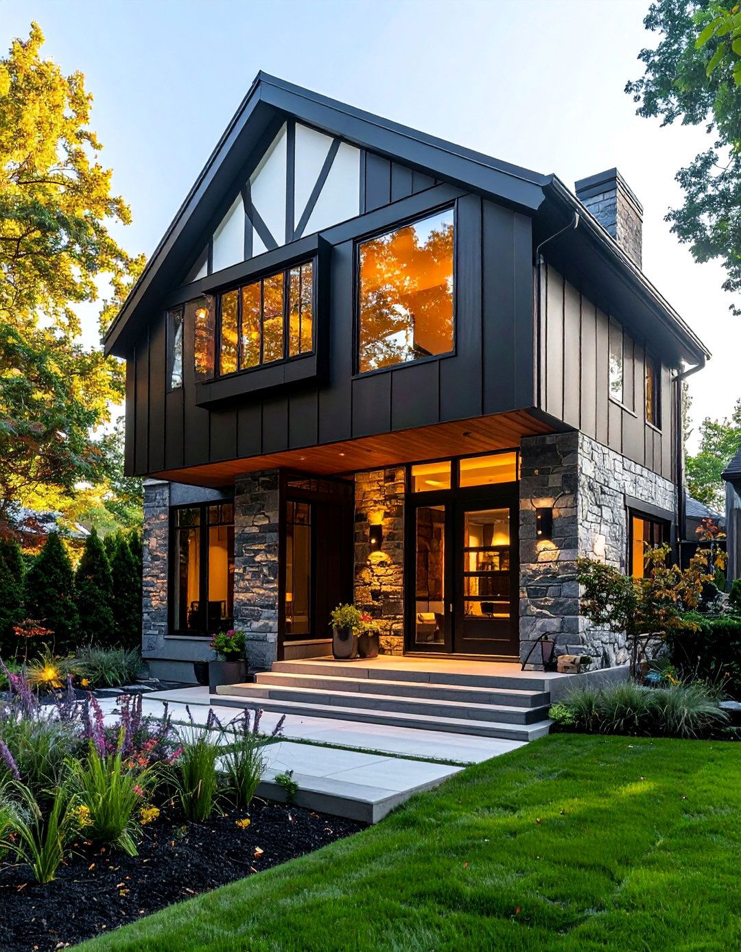 Modern Tudor with a Cantilevered Second Floor - 30 Modern Tudor Exterior Inspiration Ideas