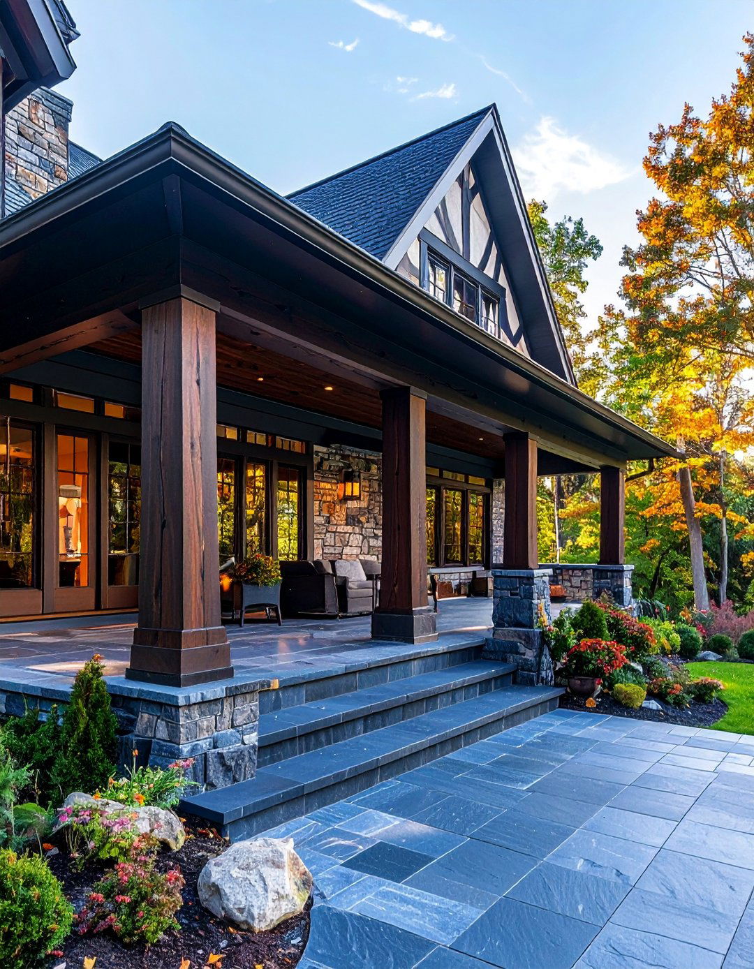 Modern Tudor with a Covered Front Porch - 30 Modern Tudor Exterior Inspiration Ideas