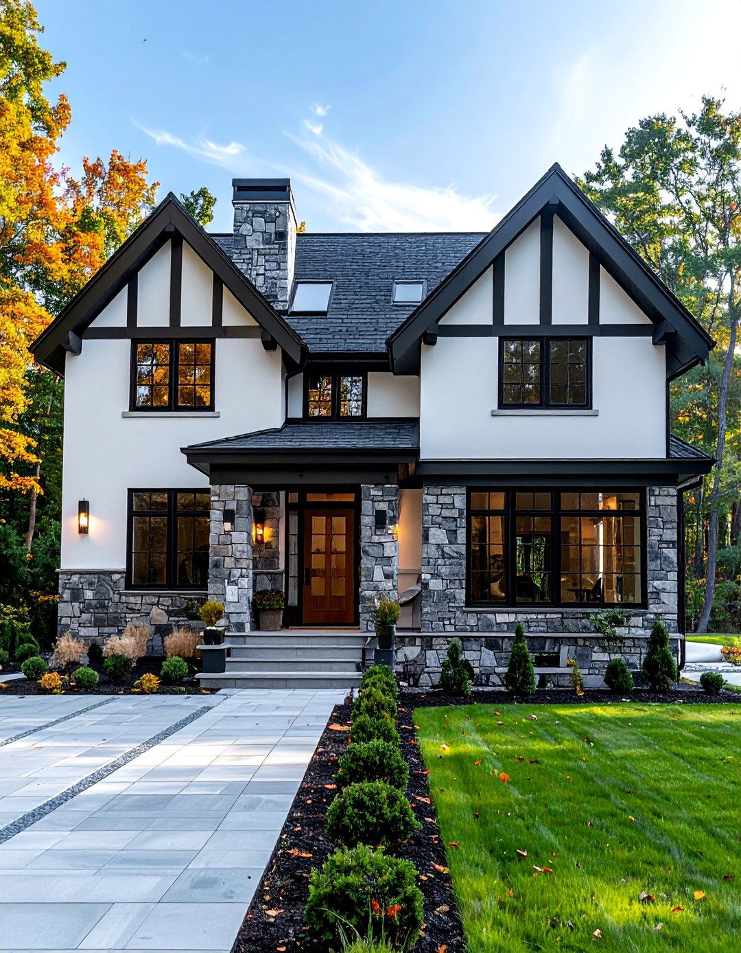 Modern Tudor with a Natural Stone Faade - 30 Modern Tudor Exterior Inspiration Ideas