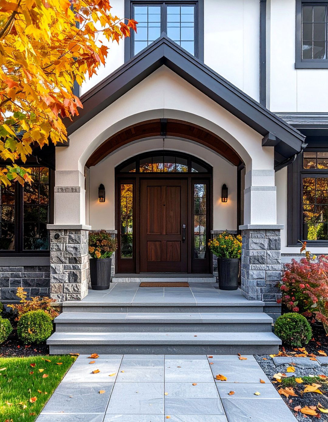 Modern Tudor with an Arched Entryway - 30 Modern Tudor Exterior Inspiration Ideas