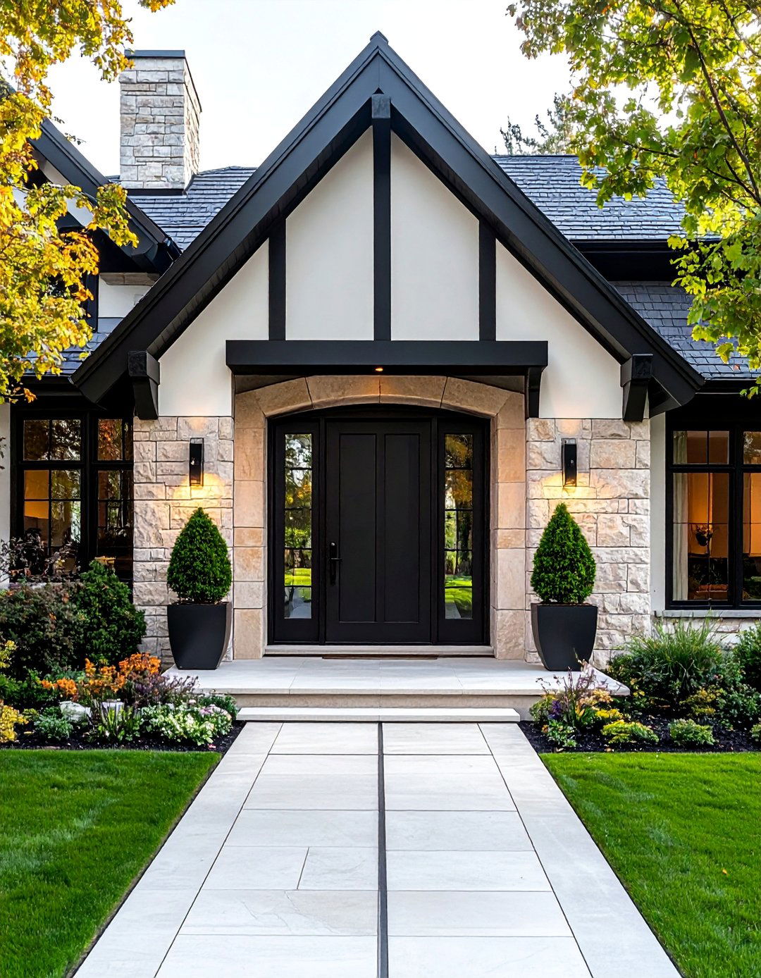 Modern Tudor with an Oversized Front Door - 30 Modern Tudor Exterior Inspiration Ideas