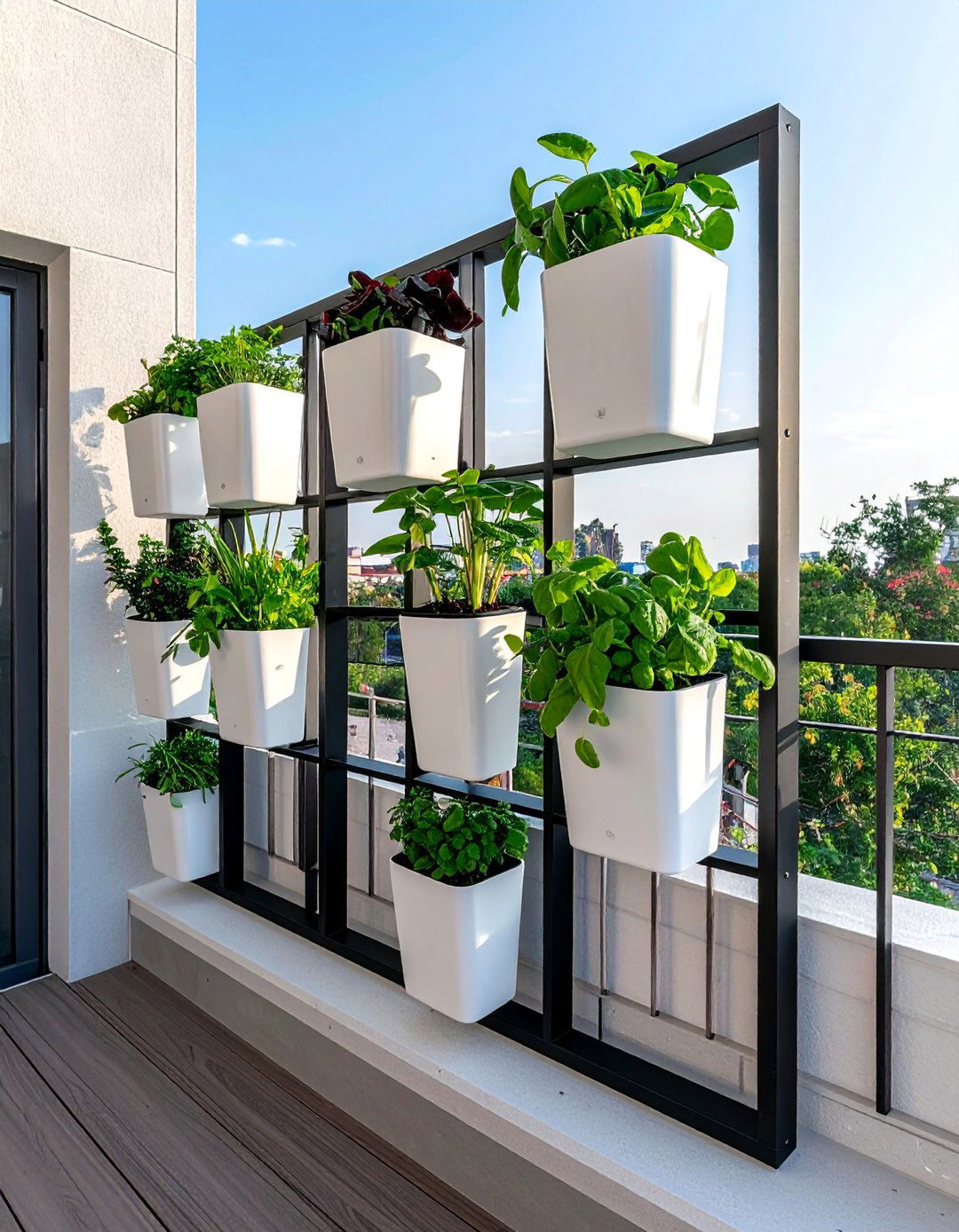 Modular Wall Planter Grid System - 40 Creative Balcony Garden Ideas for Small Spaces