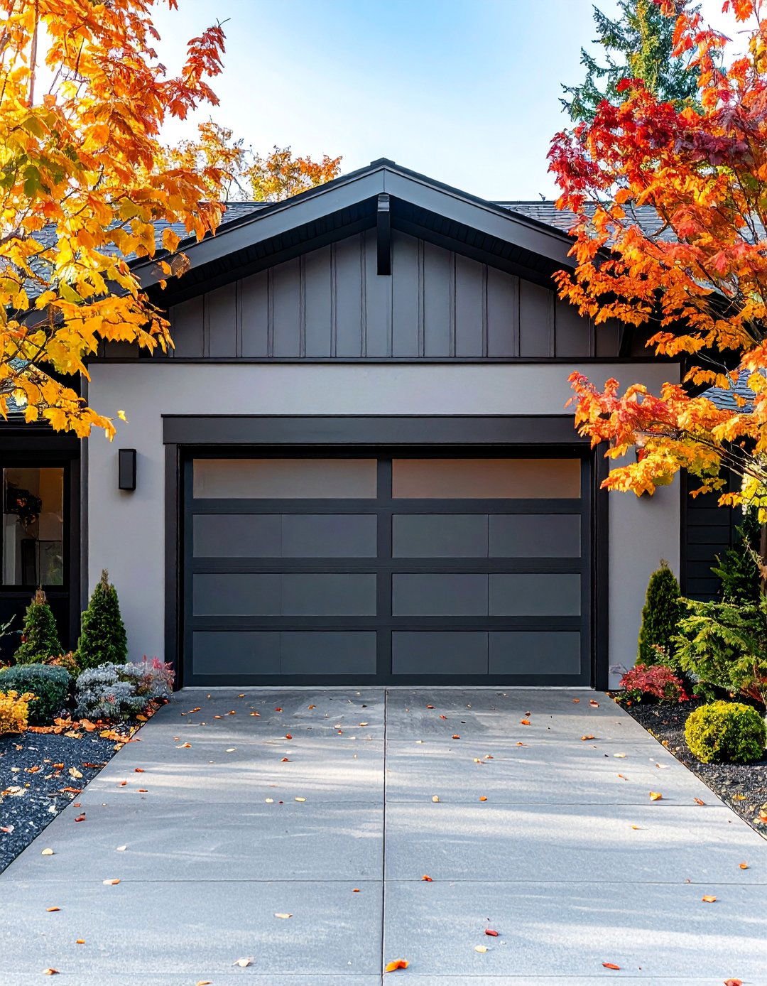 Monochromatic Garage Door Trim - 20 Exterior Garage Door Trim Ideas to Enhance Curb Appeal
