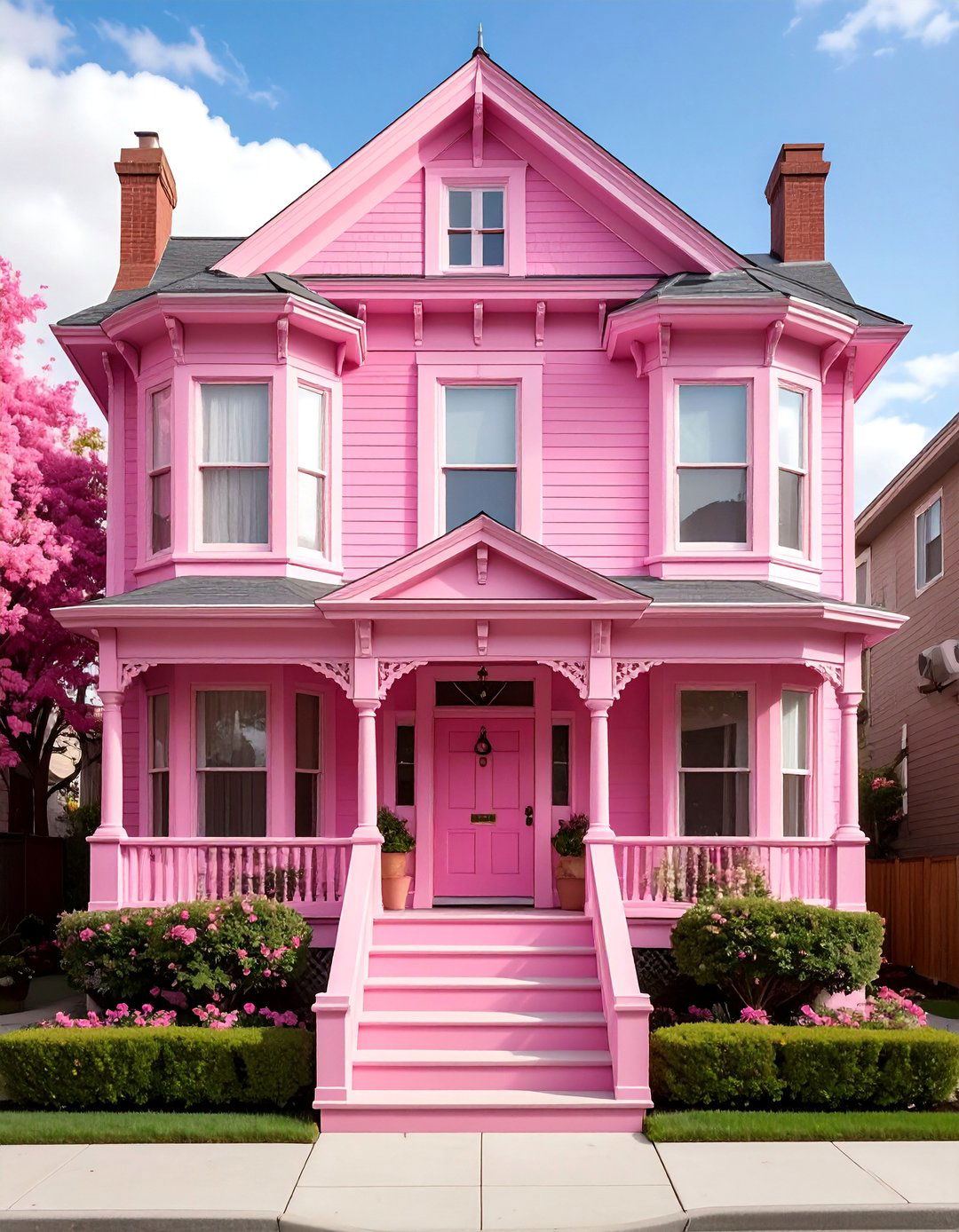 Monochromatic Pink Victorian House Scheme - 25 Pink Victorian House Ideas for a Charming Home
