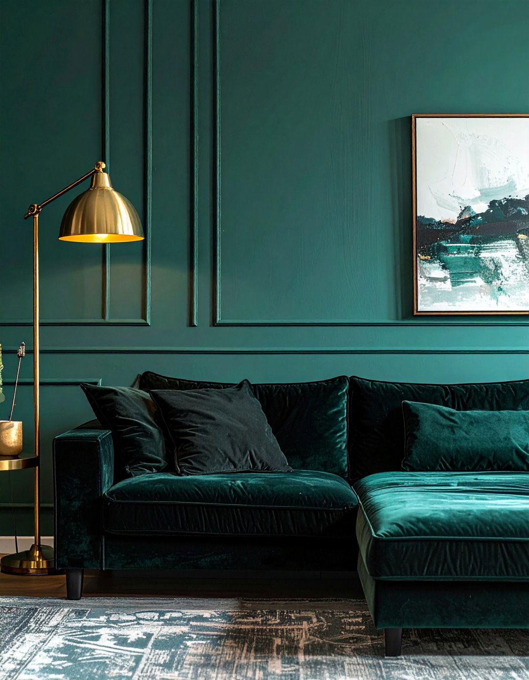 Moody Ambiance with Dark Teal Green Walls - 30 Black and Green Living Room Ideas for a Luxe Feel
