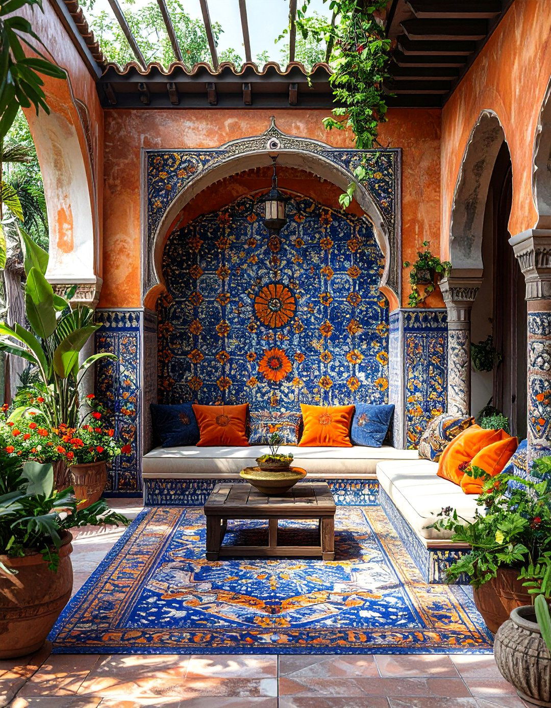 Moroccan Tile Pattern Garden Mural - 30 Garden Mural Ideas to Brighten Your Outdoor Space