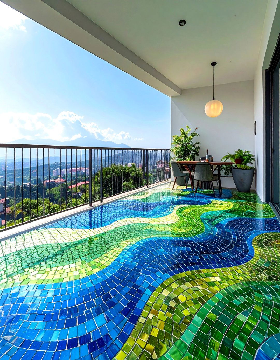 Mosaic Tile Balcony Flooring - 25 Balcony Flooring Ideas to Enhance Your Outdoor Space