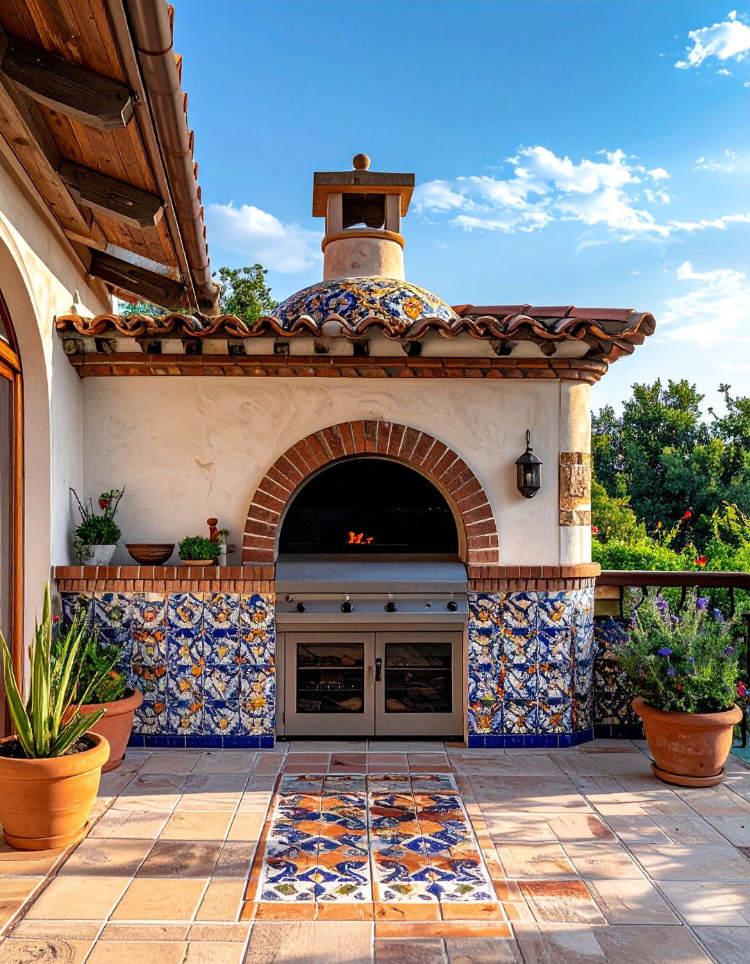 Mosaic Tile Pizza Oven Design - 20 Outdoor Kitchen With Pizza Oven Design Ideas