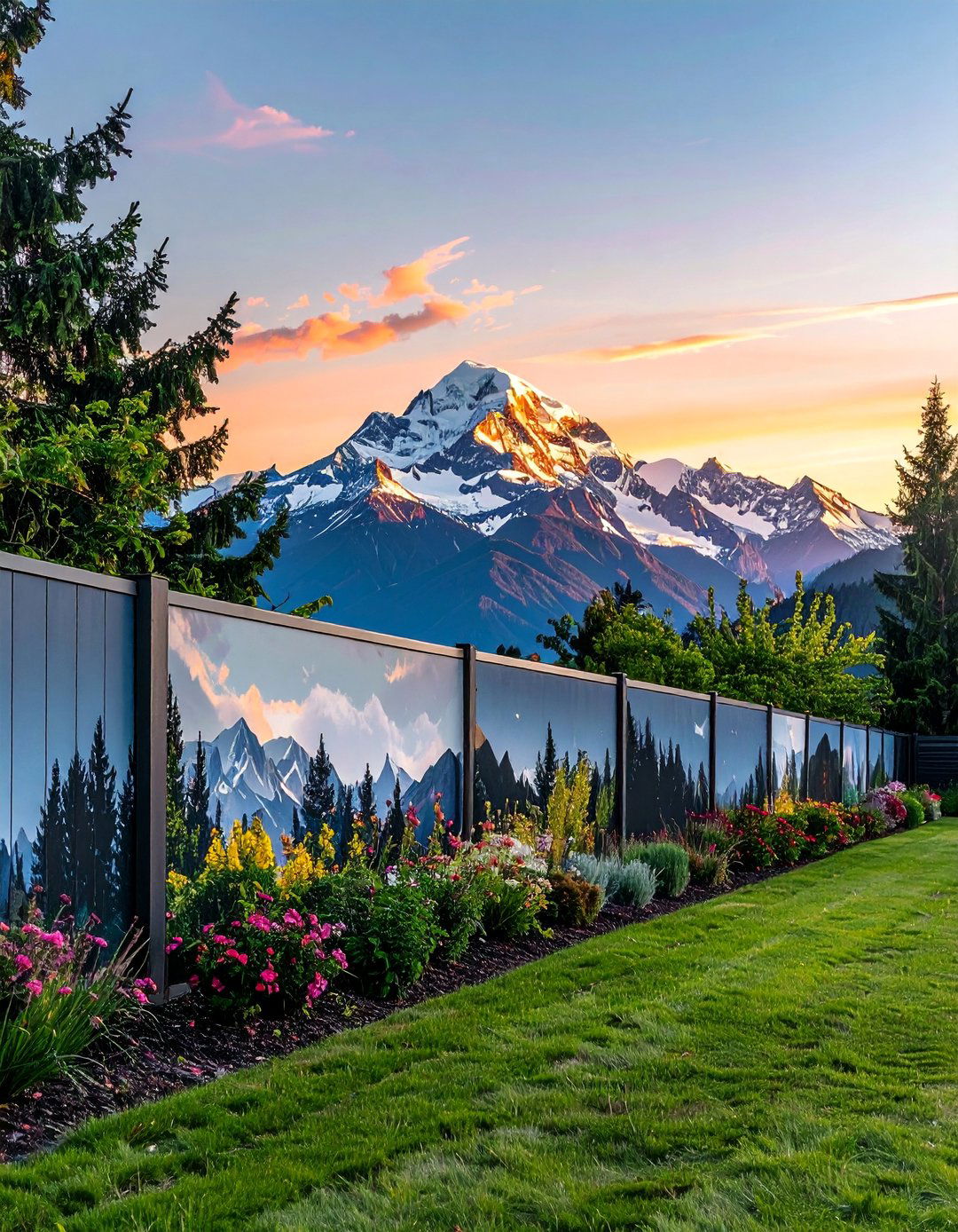 Mountain Range Vista Garden Mural - 30 Garden Mural Ideas to Brighten Your Outdoor Space