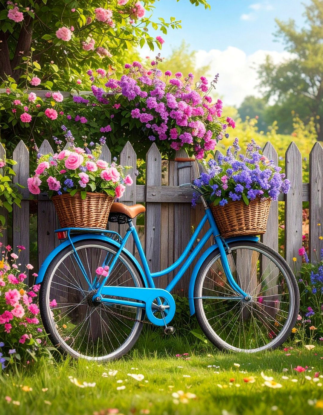 Mounted Bicycle Planter Fence Art - 20 Fence Art Ideas to Beautify Your Outdoor Space