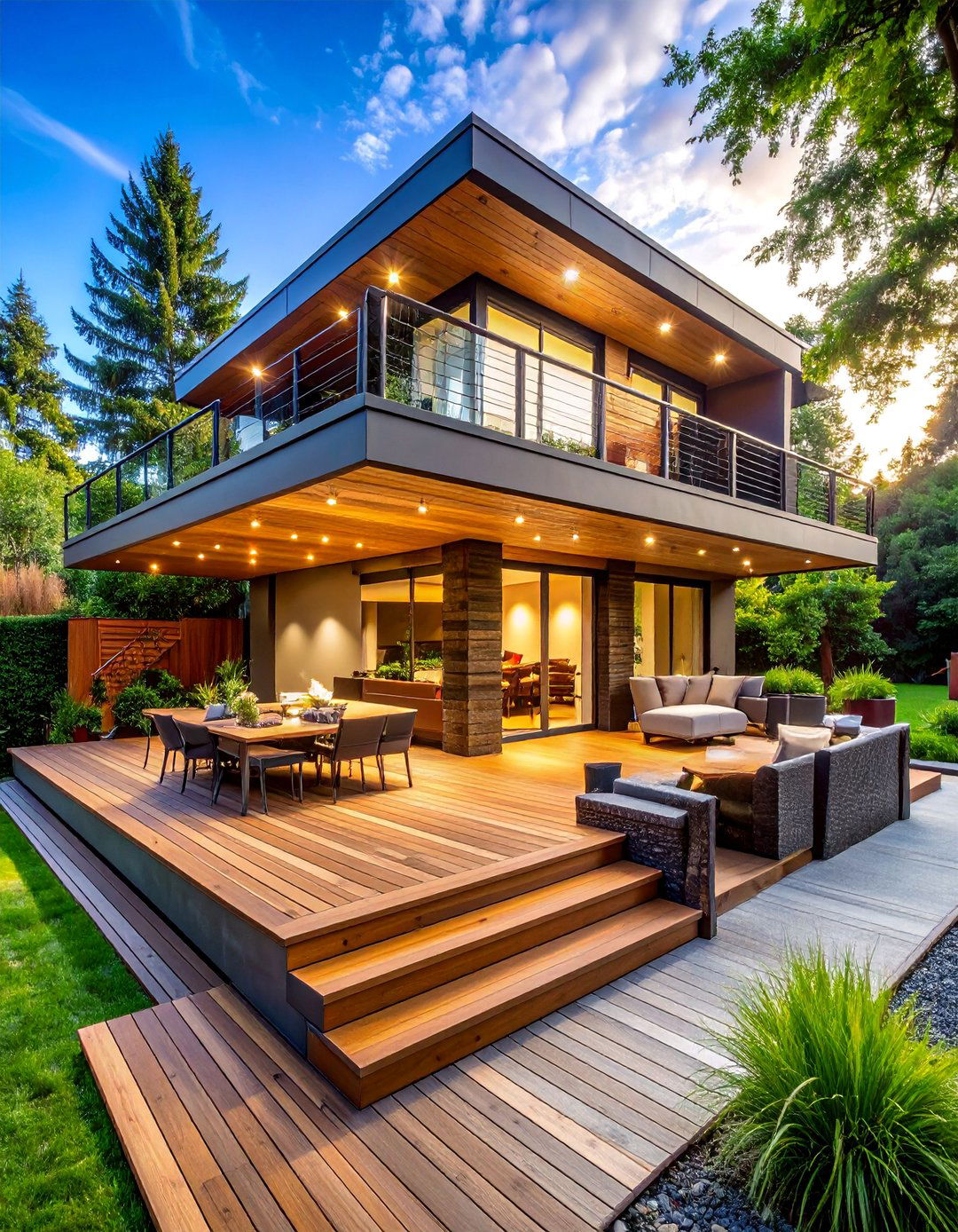 Multi Level Deck Systems - 25 Down Sloped Backyard Ideas for Unique Landscaping