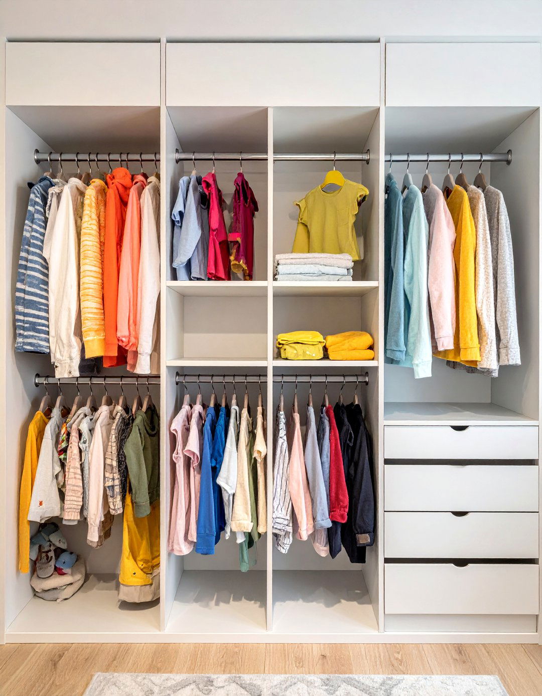 Multi Level Hanging Solutions - 25 Nursery Closet Ideas for Organized and Stylish Storage