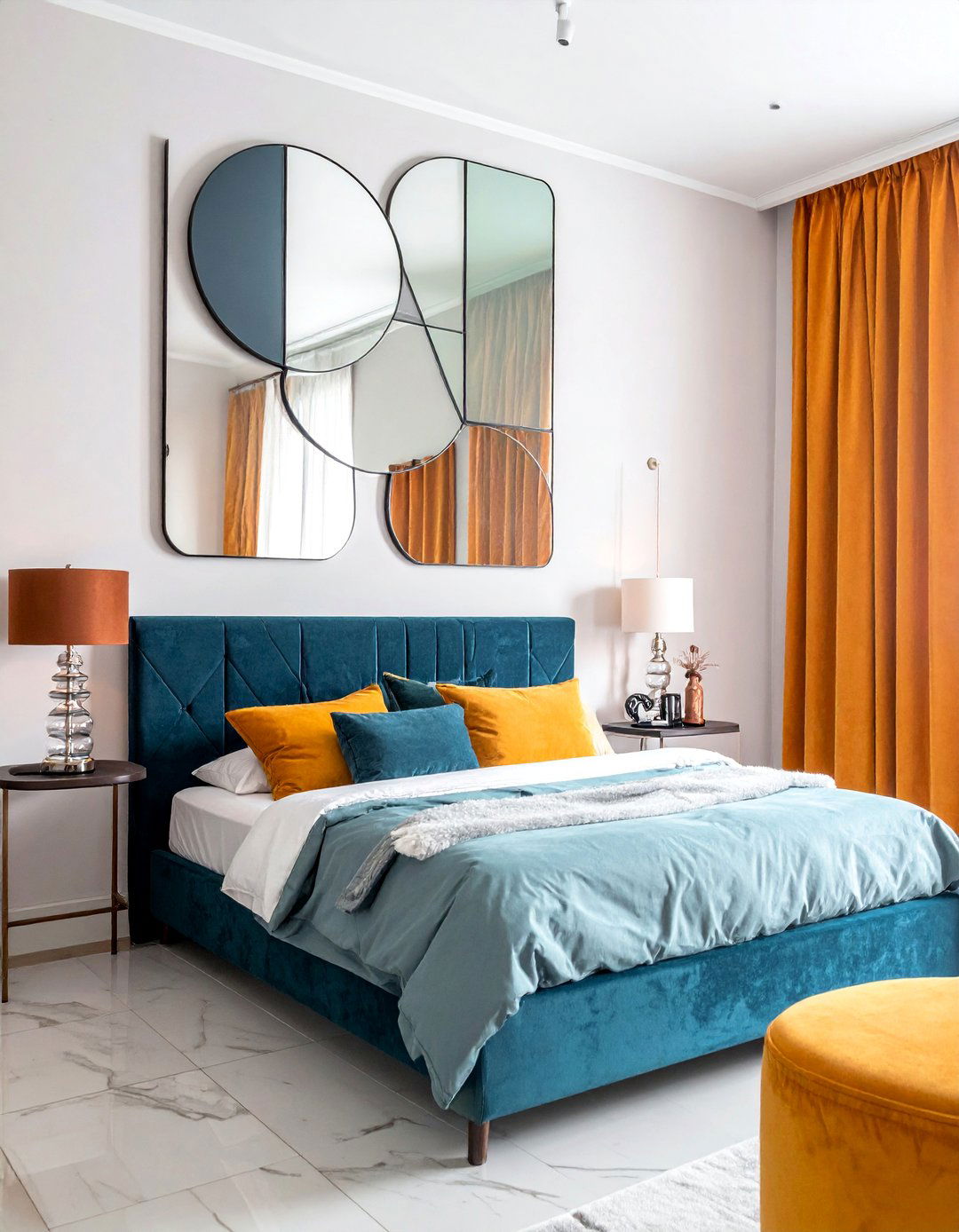 Multi Panel Gallery Mirrors - 30 Mirror Behind Nightstand Ideas for Stylish Bedrooms