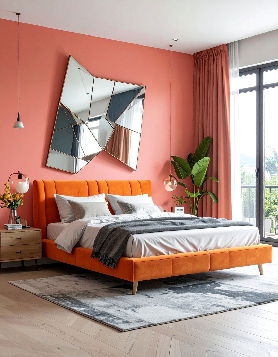 Multi Panel Geometric Mirrors - 15 Stunning Bedroom Mirror Ideas for a Cozy Space