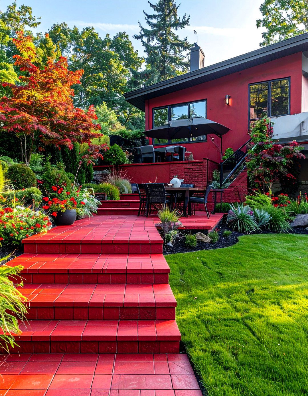 Multilevel Red Paver Patio - 20 Red Paver Patio Ideas for a Bold Outdoor Space