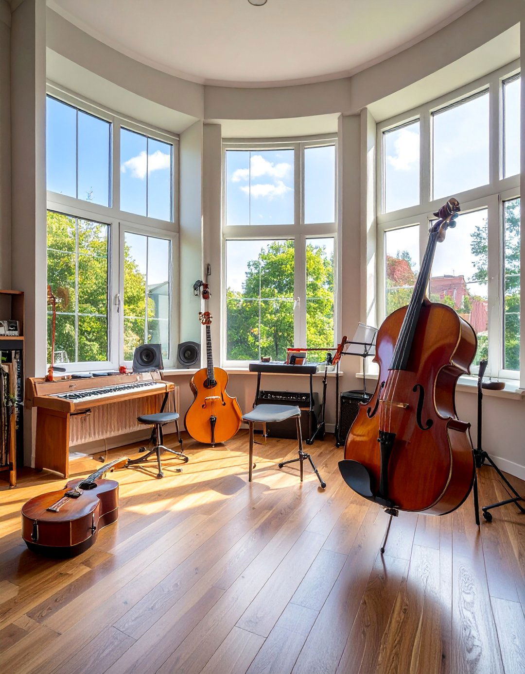 Music Practice Bay Window Room - 40 Bay Window Ideas to Brighten Your Home