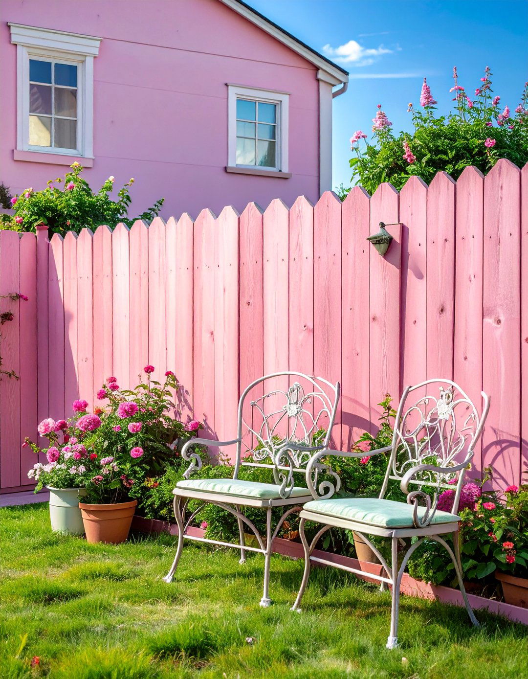 Muted Pastel Color Fence Painting - 20 Fence Painting Ideas to Transform Your Outdoor Space
