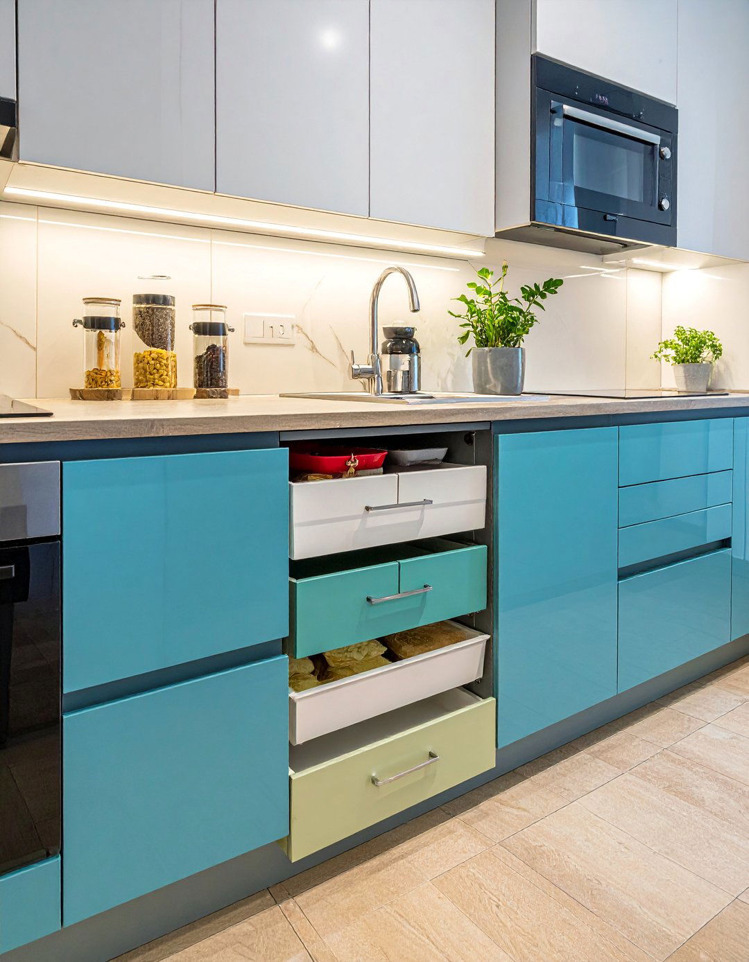 Narrow Pull Out Drawers - 40 Small Kitchen Ideas for Efficient and Stylish Spaces
