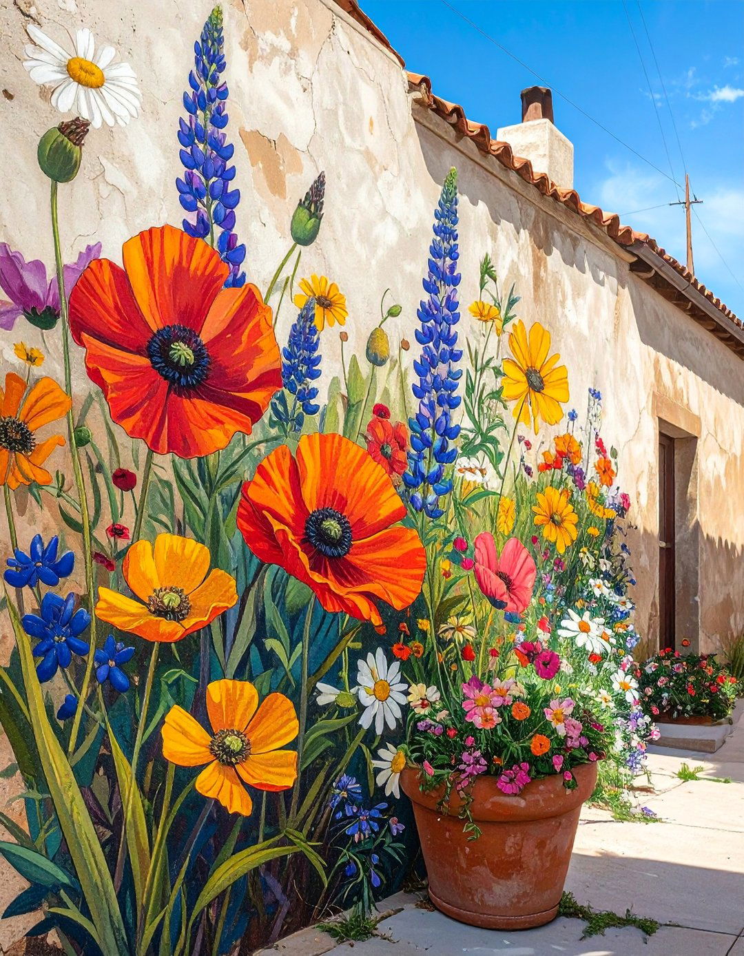 Native Wildflower Medley Murals on Buildings - 20 Flower Murals on Buildings to Brighten Urban Landscapes