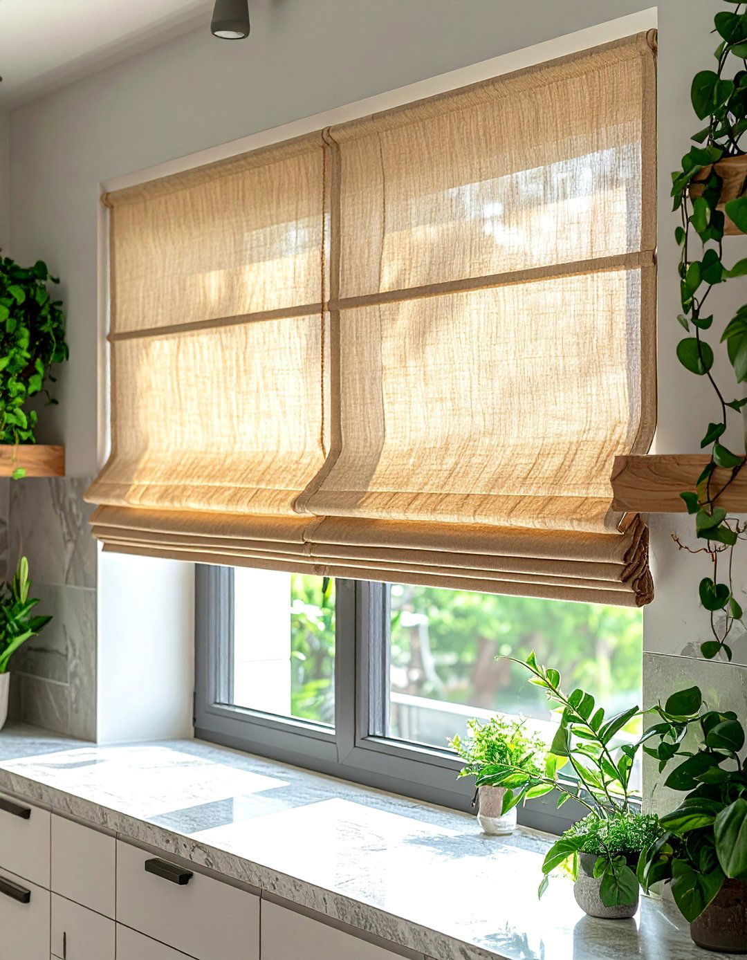 Natural Bamboo Roll Up Kitchen Valance - 20 Kitchen Valance Ideas for a Stylish and Functional Space