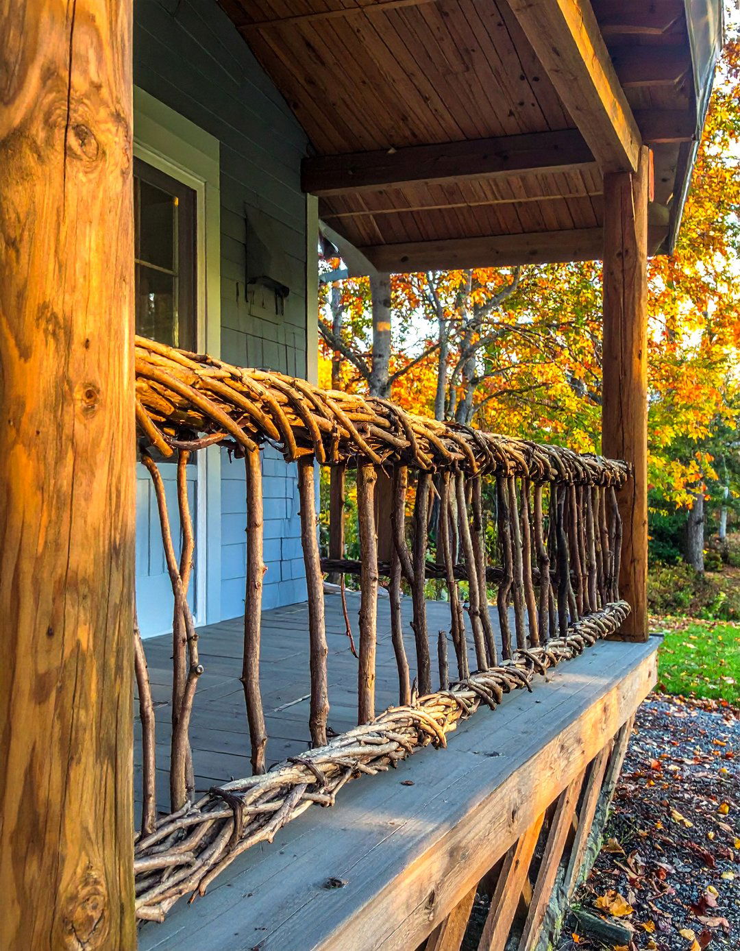 Natural Branch and Twig Front Porch Railing - 25 Front Porch Railing Ideas for Curb Appeal