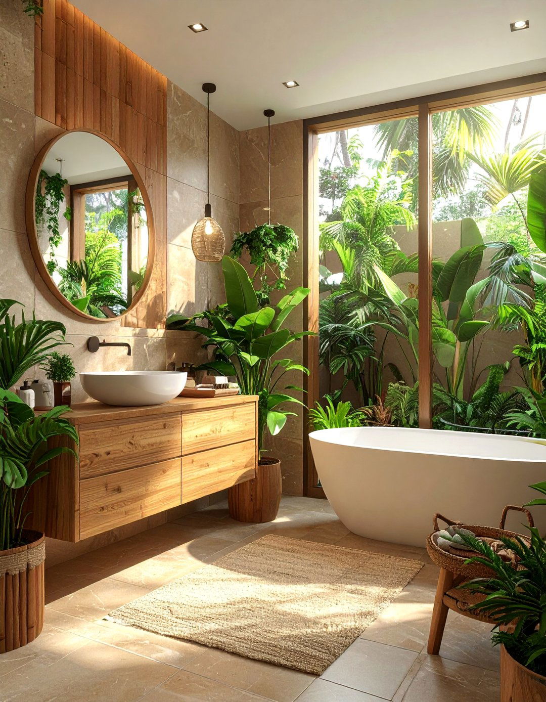 Natural Brown Bamboo Spa - 25 Brown Bathroom Ideas for a Relaxing and Elegant Space