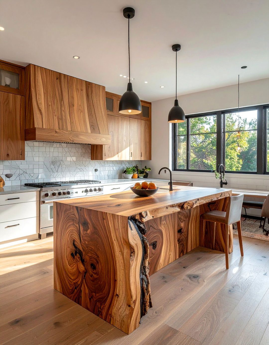 Natural Edge Live Wood Waterfall - 15 Waterfall Kitchen Island Ideas for Modern Homes