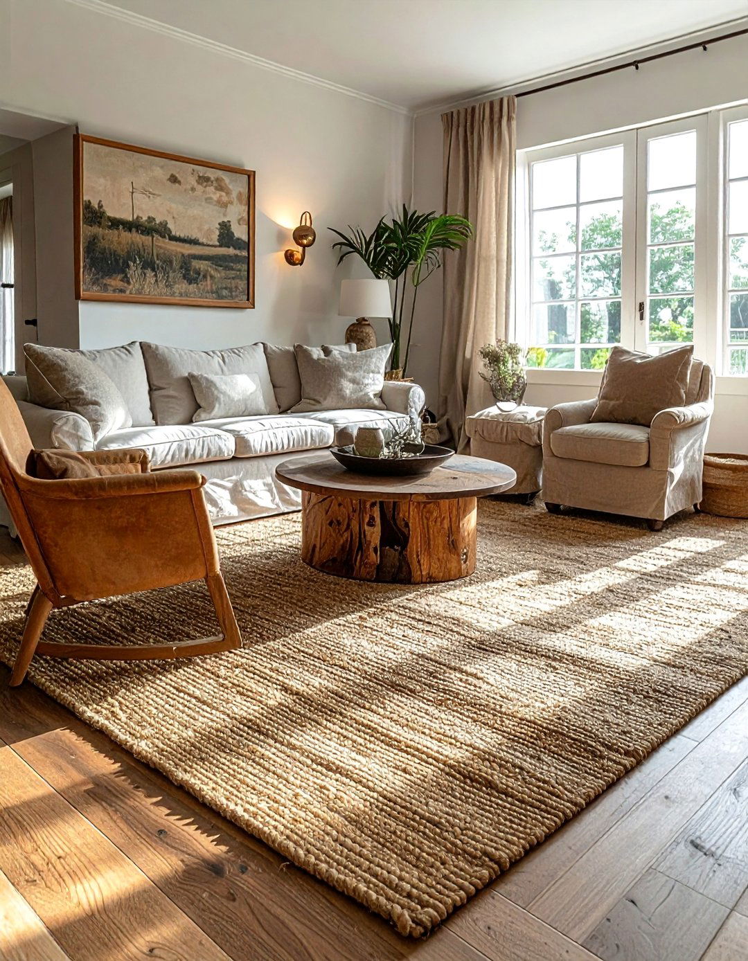 Natural Fiber Jute Rug - 40 French Country Living Room Ideas for a Cozy Space