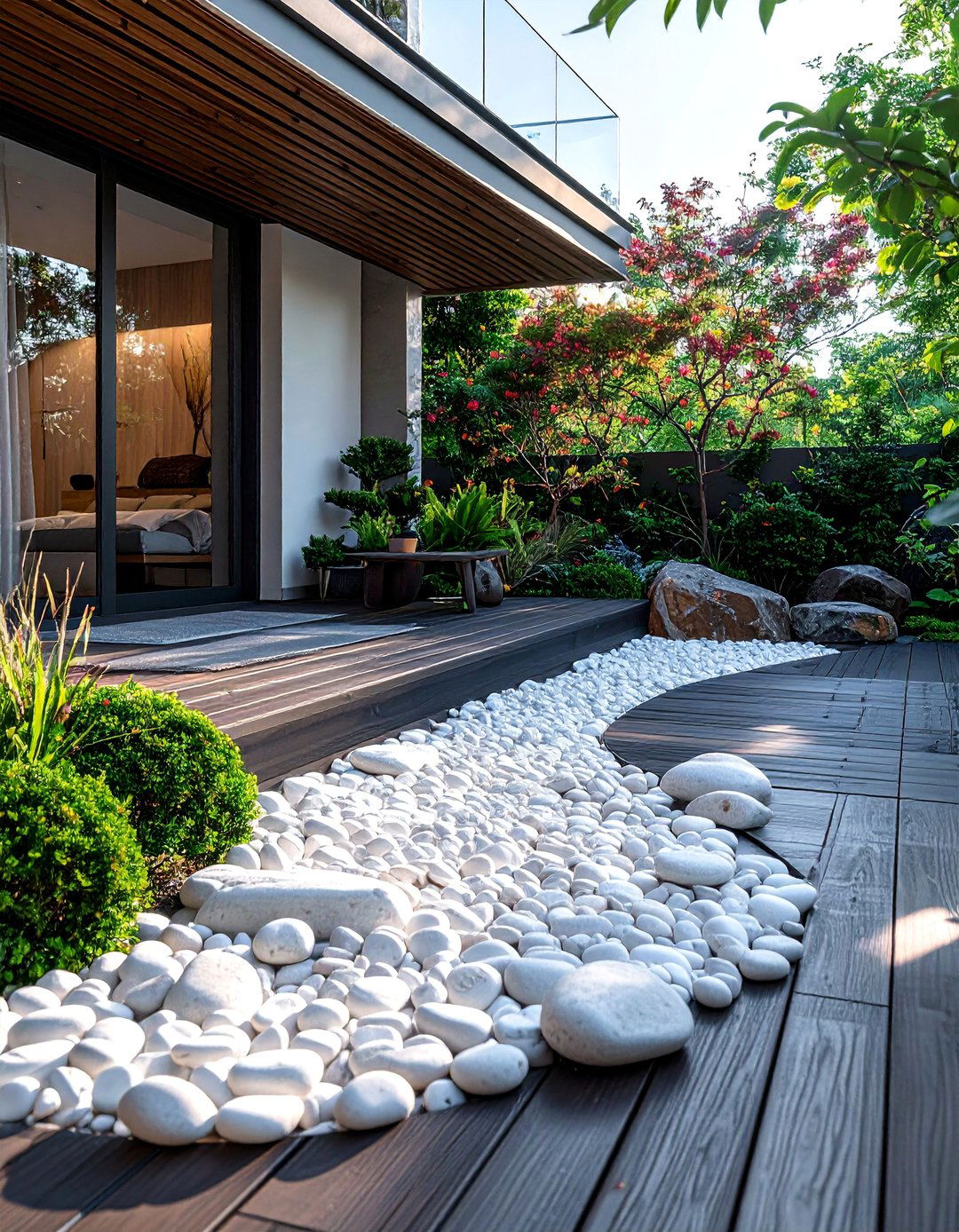 Natural Gravel and Pebble Balcony Flooring - 25 Balcony Flooring Ideas to Enhance Your Outdoor Space