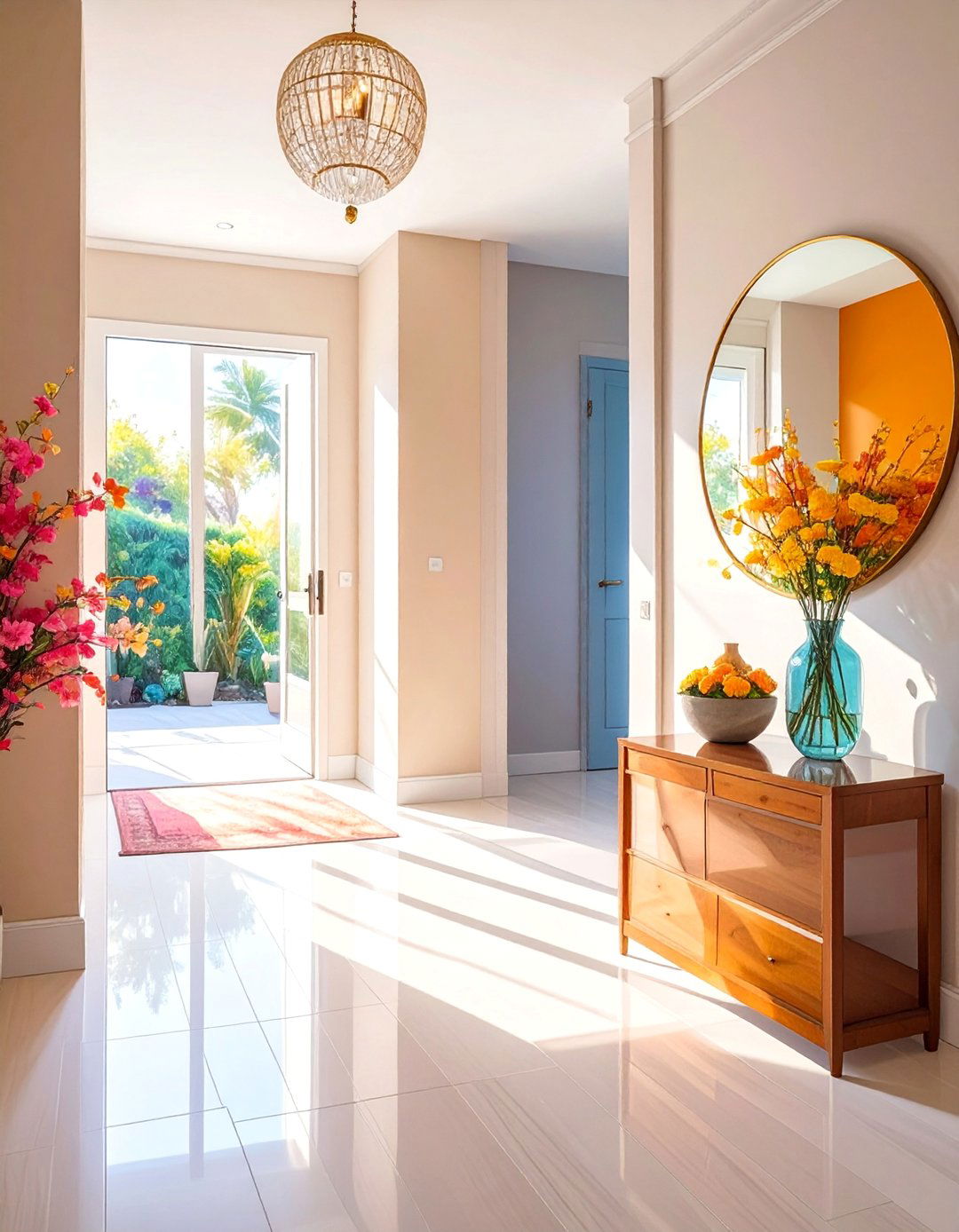 Natural Light Maximization with Mirrors - 40 Small Entryway Ideas for Stylish First Impressions