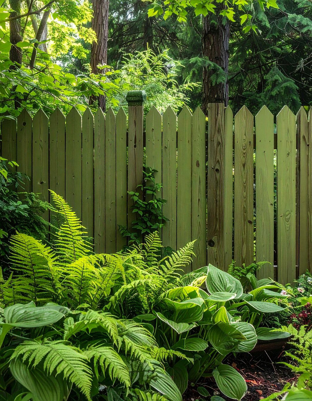 Natural Olive Green Fence Painting - 20 Fence Painting Ideas to Transform Your Outdoor Space