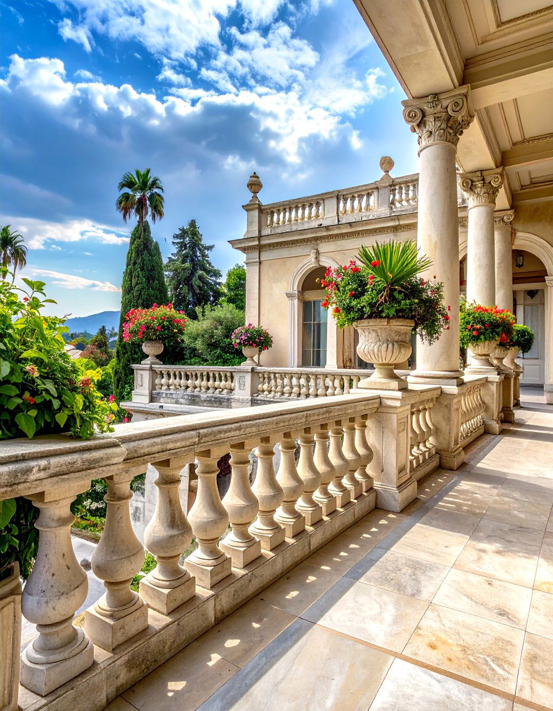 Natural Stone Balustrade Balcony - 20 Mansion Balcony Ideas for a Luxurious View