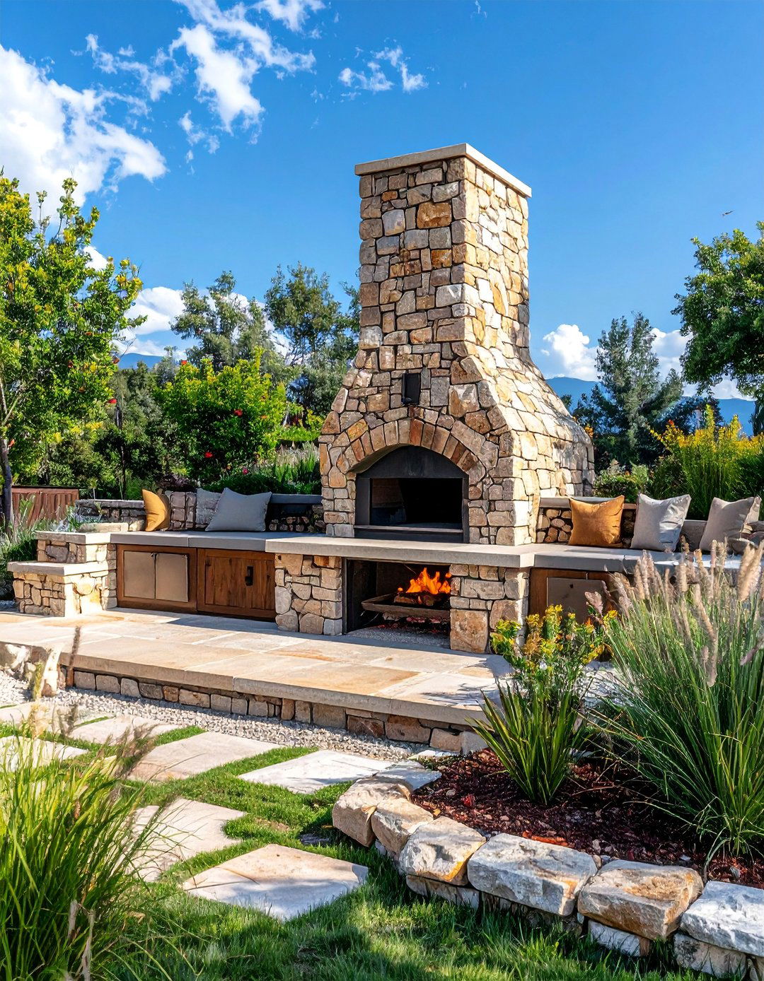 Natural Stone Rustic Outdoor Fireplaces - 20 Outdoor Pizza Oven Ideas for Backyard Fun