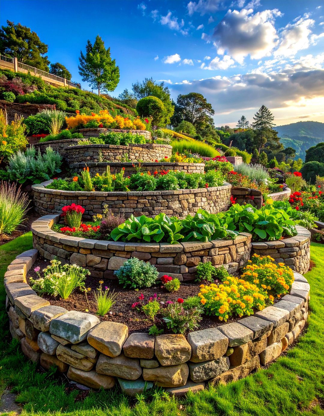 Natural Stone Terraced Gardens - 40 Raised Garden Bed Ideas for Your Vegetable Garden