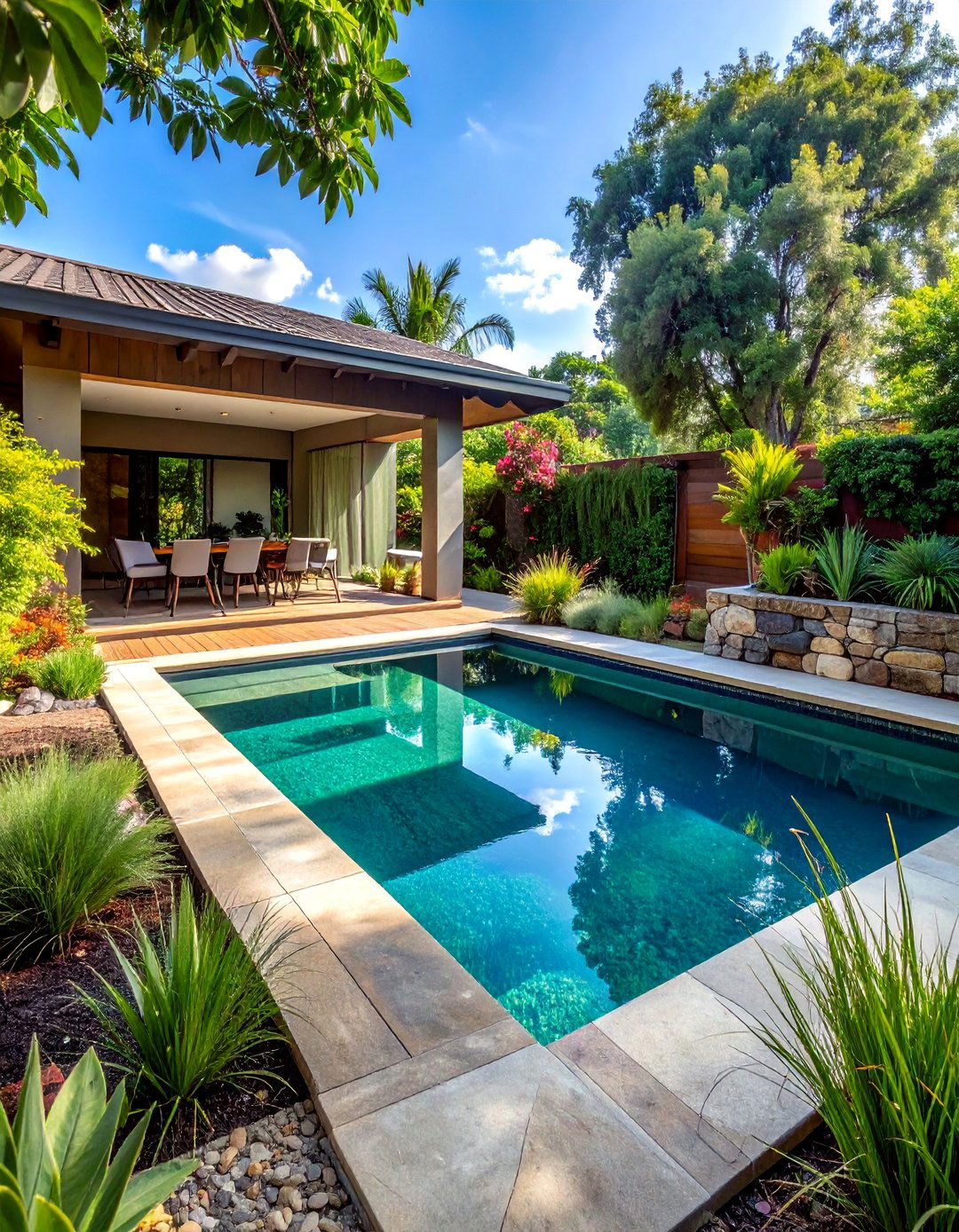 Natural Swimming Pool Areas - 40 Small Backyard Ideas to Transform Your Outdoor Space