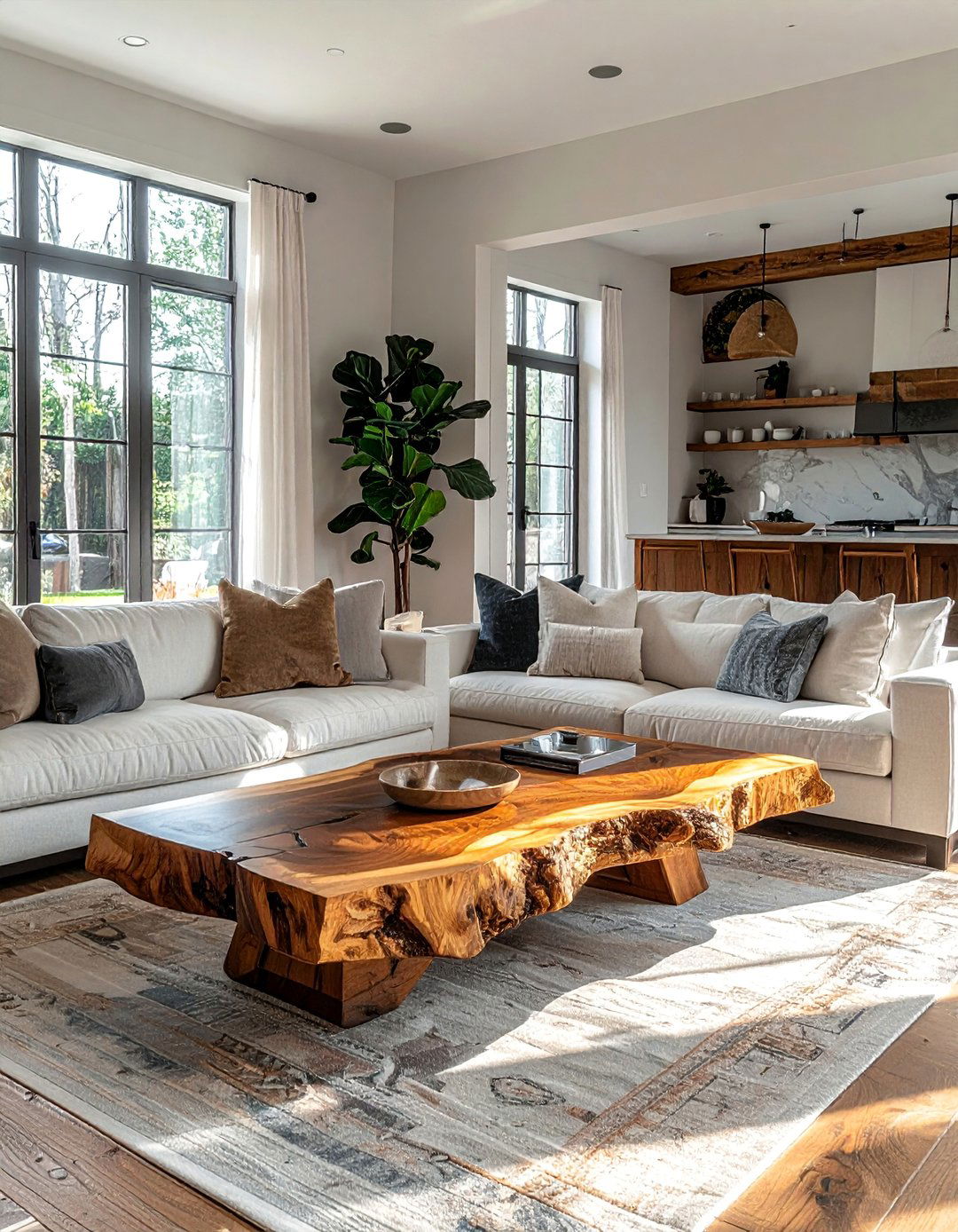 Natural Wood Coffee Tables - 40 Cozy Living Room Ideas to Transform Your Space