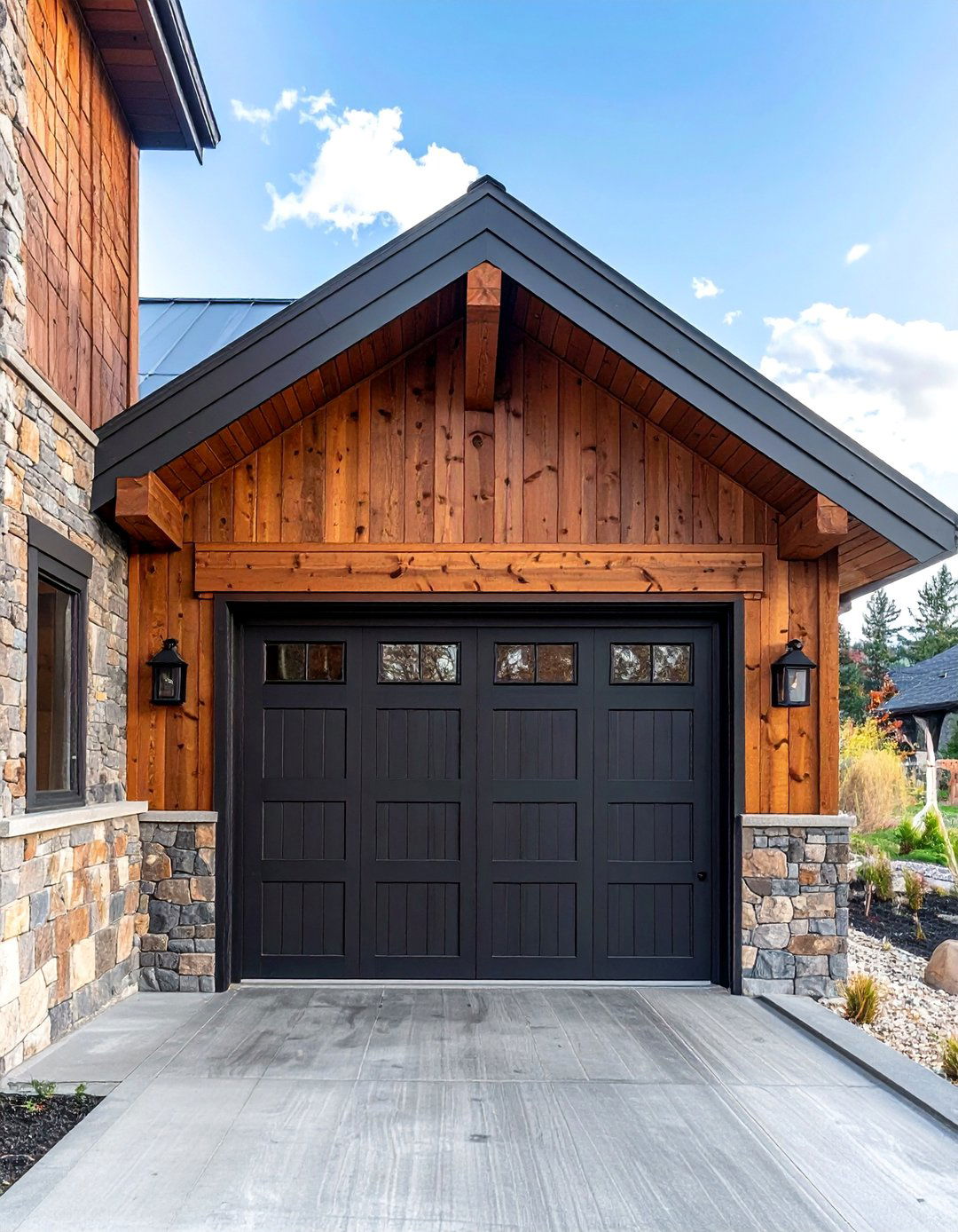 Natural Wood Stain Garage Door Trim - 20 Exterior Garage Door Trim Ideas to Enhance Curb Appeal