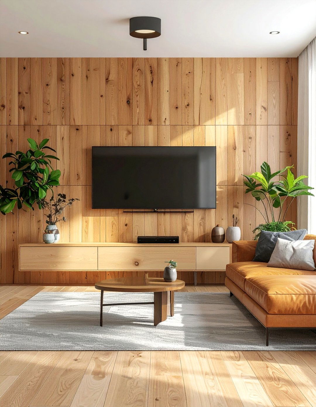 Natural Wood Tone Shiplap Accent Wall - 40 Shiplap Accent Wall Ideas for Modern Home Decor