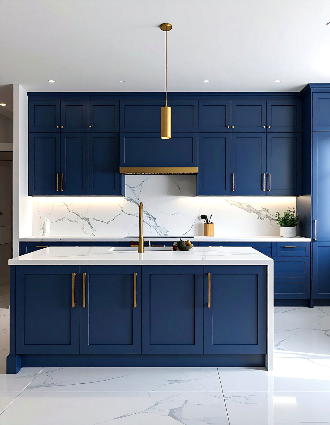 Navy Blue Shaker Kitchen Cabinets With Gold Hardware - 30 Blue Kitchen Cabinets With Gold Hardware Ideas
