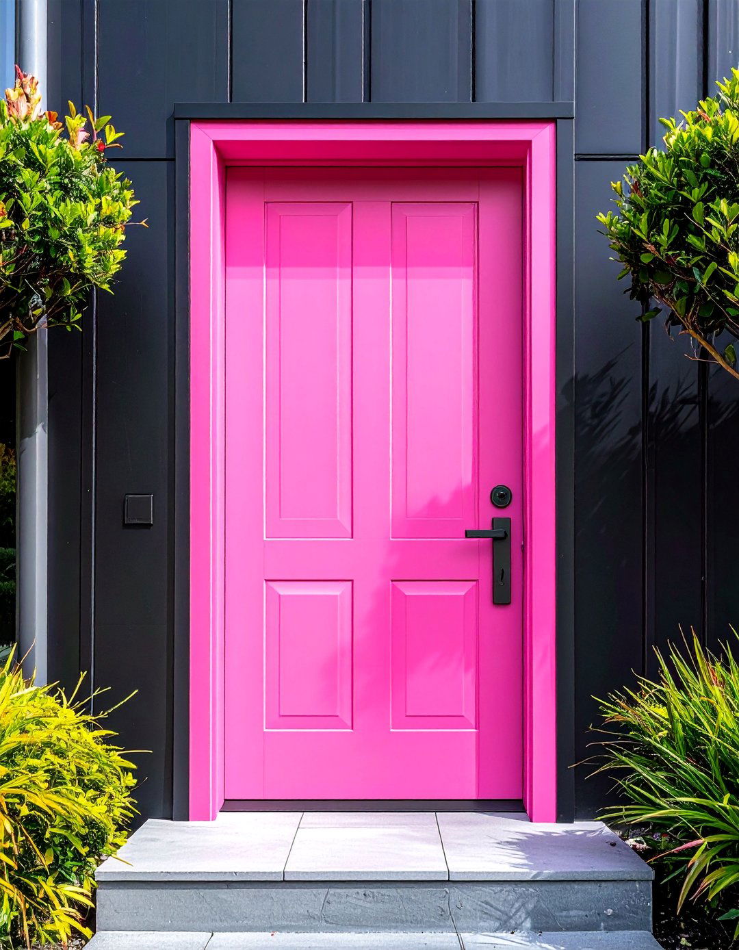 Neon Pink Front Door for an Eclectic Statement - 20 Pink Front Door Ideas for a Charming Entrance