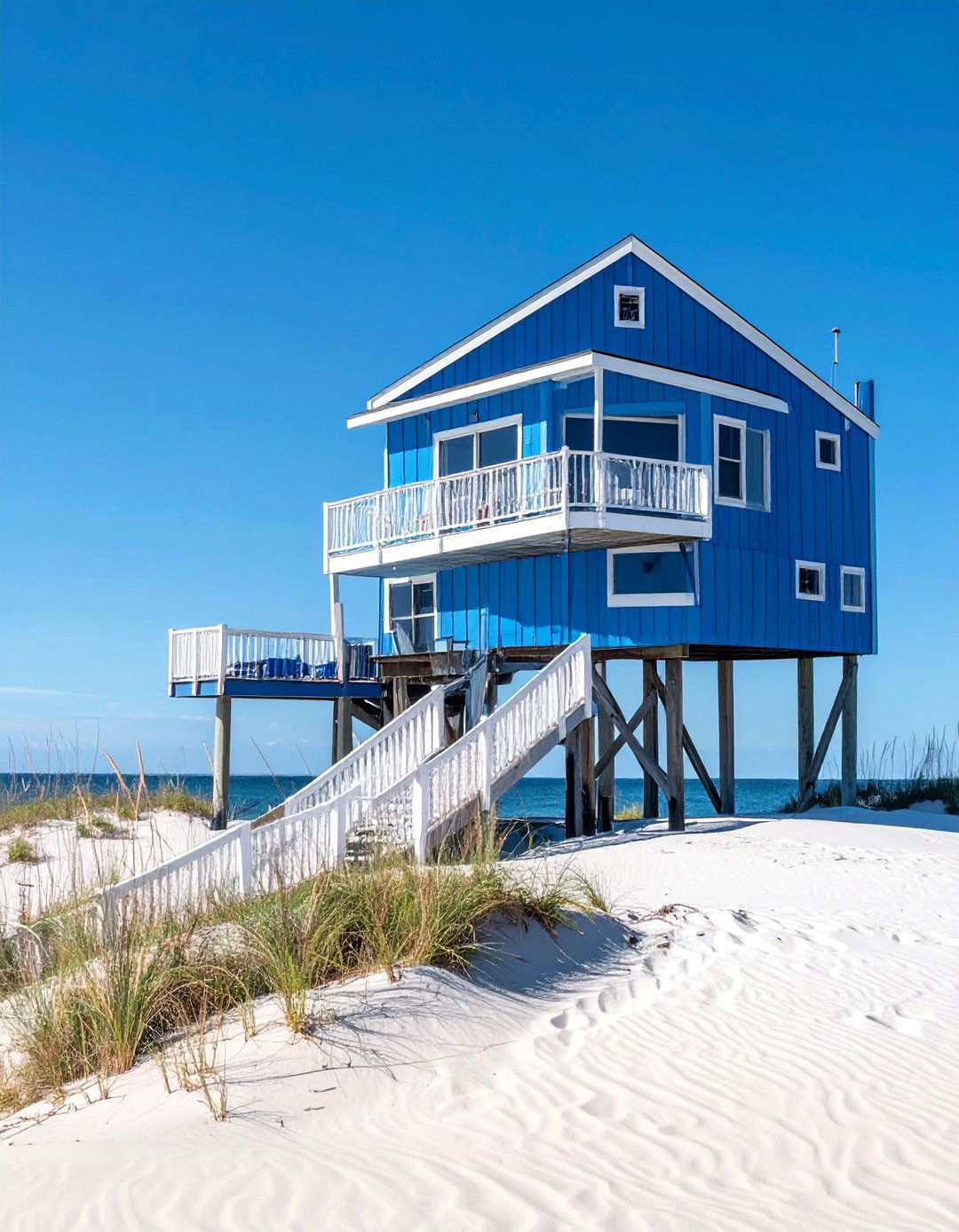 Ocean Blue Siding for a Beach House - 30 Blue Exterior House Paint Ideas for Curb Appeal