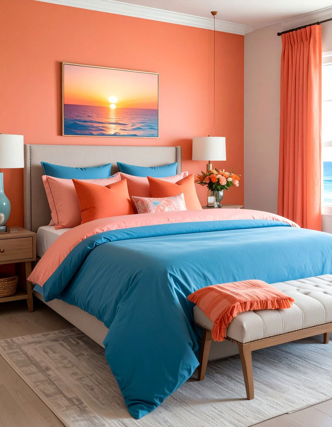 Ocean Sunset Color Palette for an Ocean themed Bedroom - 40 Ocean-themed Bedroom Ideas for a Serene Retreat