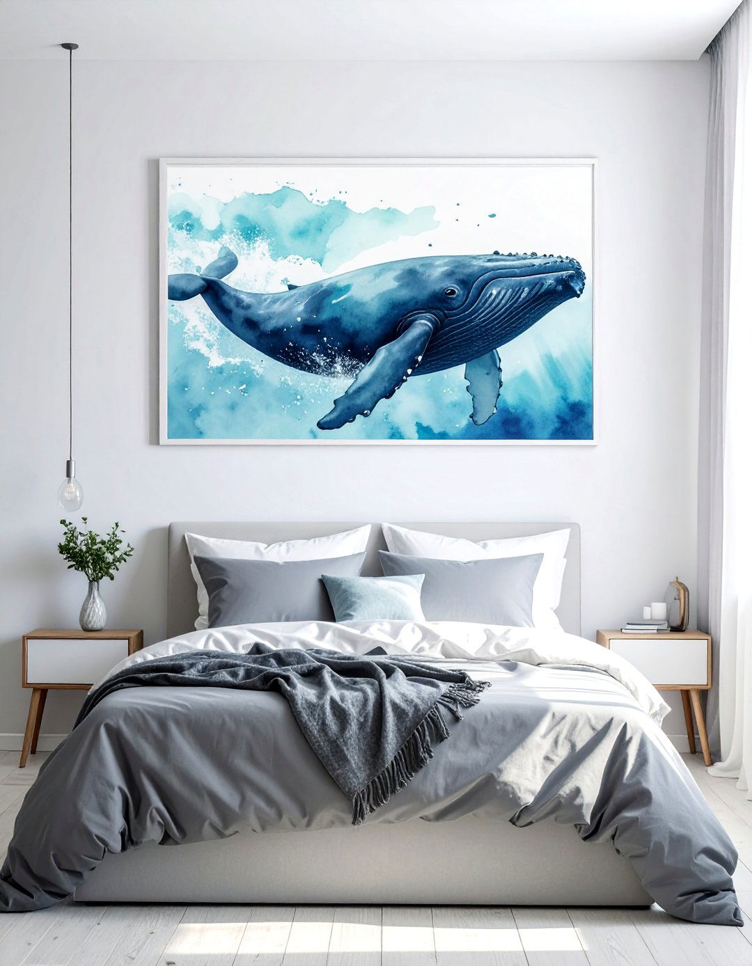 Ocean themed Bedroom with Marine Life Artwork - 40 Ocean-themed Bedroom Ideas for a Serene Retreat