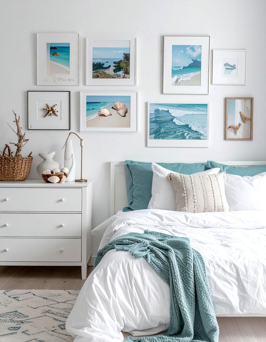 Ocean themed Bedroom with a Coastal Gallery Wall - 40 Ocean-themed Bedroom Ideas for a Serene Retreat